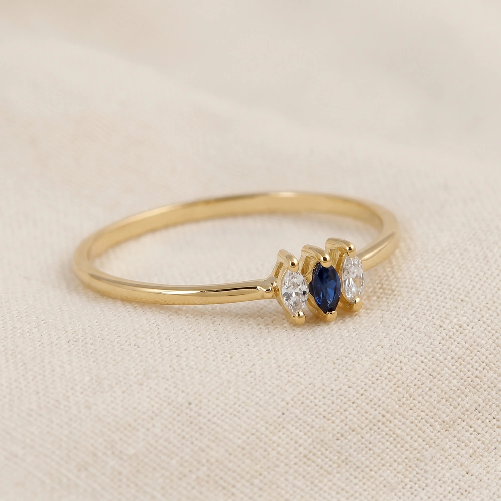9Kt Solid Gold Ring Lab Grown Diamond And Royal Blue Sapphire 9Kt Solid Gold Ring Lab Grown Diamond And Royal Blue Sapphire