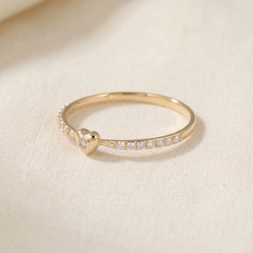 Yellow Gold Heart Ring Bulk With Lab Grown Diamond Yellow Gold Heart Ring Bulk With Lab Grown Diamond