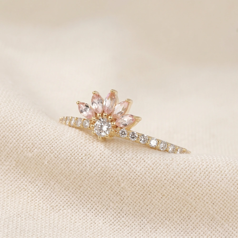 Yellow Gold Ring Lab Grown Padparadscha Sapphire And Diamond Yellow Gold Ring Lab Grown Padparadscha Sapphire And Diamond