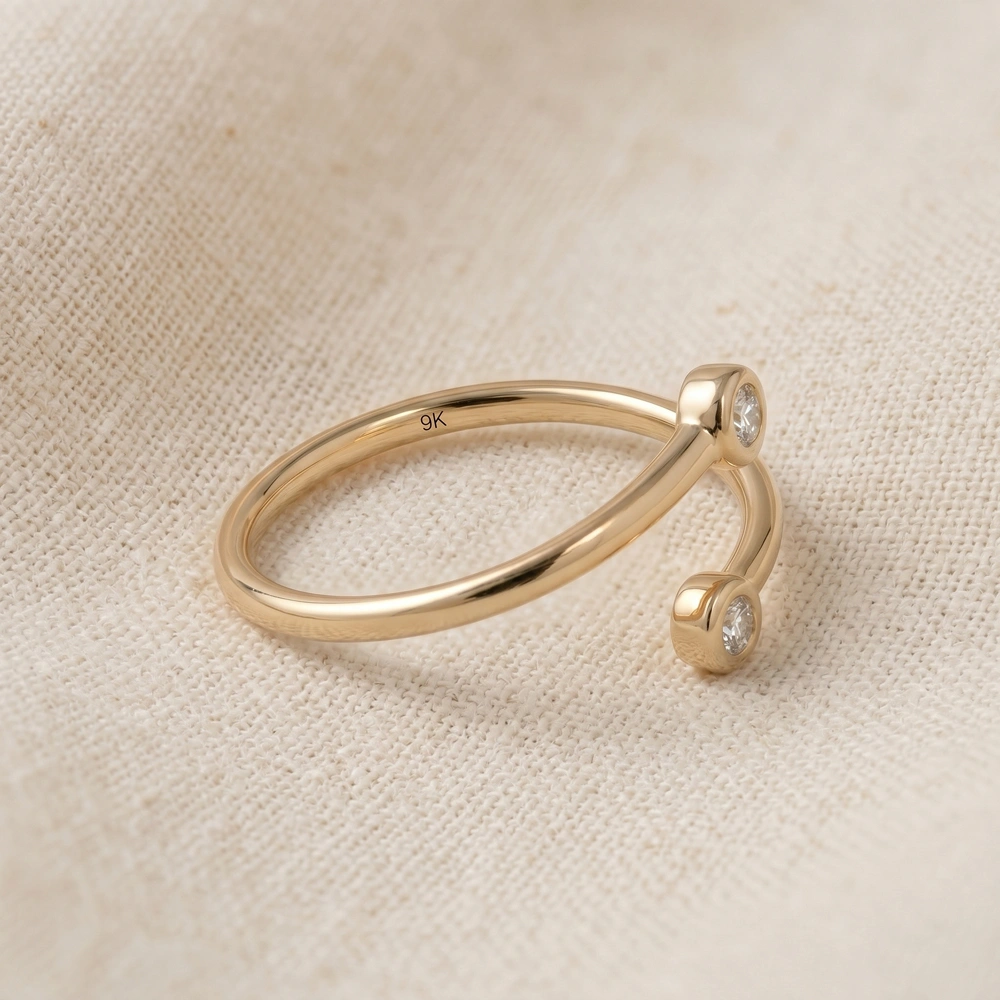Yellow Gold Bypass Ring With Lab Grown Diamond Yellow Gold Bypass Ring With Lab Grown Diamond