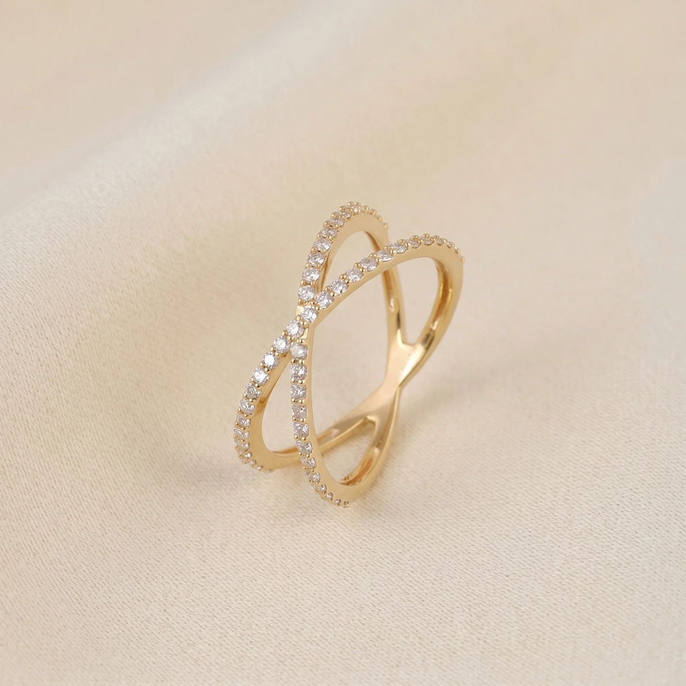 Lab Grown Diamond Yellow Gold Criss Cross Eternity Band Lab Grown Diamond Yellow Gold Criss Cross Eternity Band