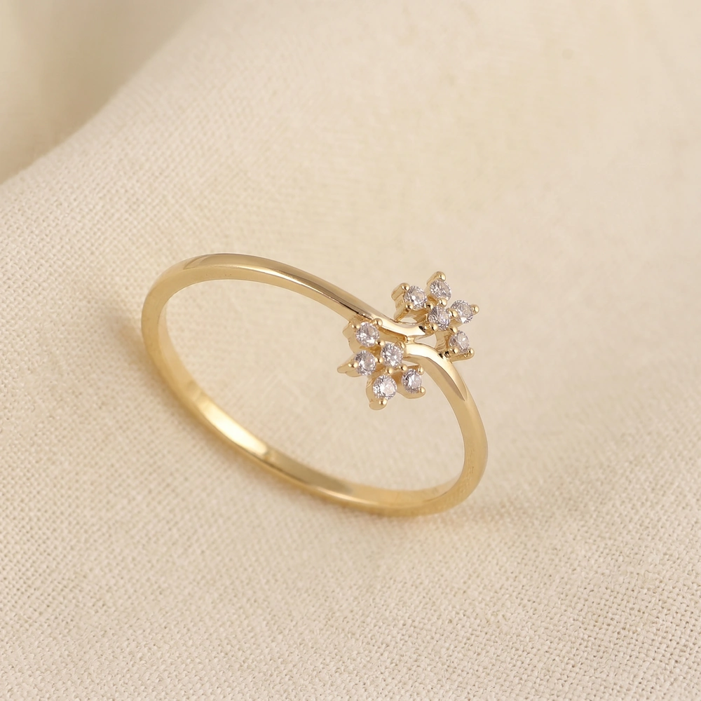 Lab Grown Diamond Yellow Gold Delicate Ring Production Lab Grown Diamond Yellow Gold Delicate Ring Production
