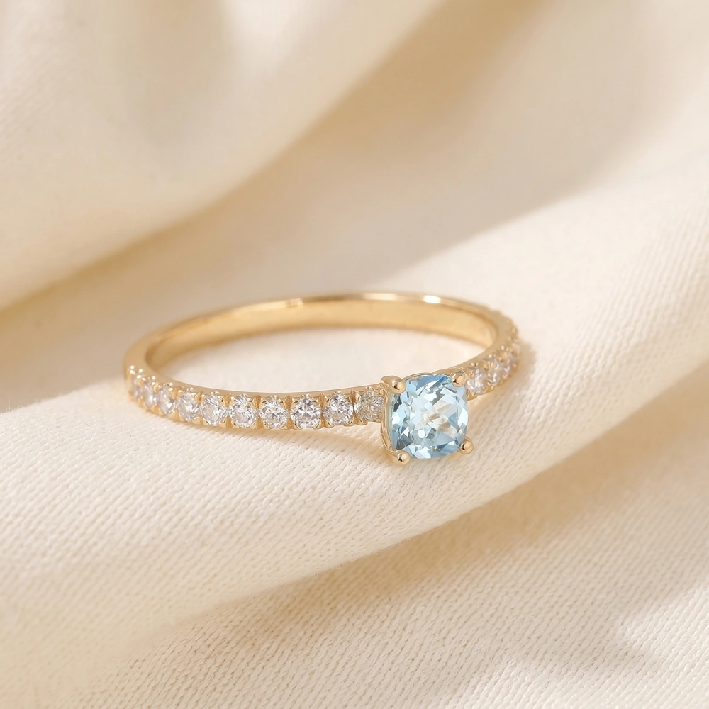 Lab Grown Diamond And Paraiba Tourmaline Solid Gold Ring Lab Grown Diamond And Paraiba Tourmaline Solid Gold Ring