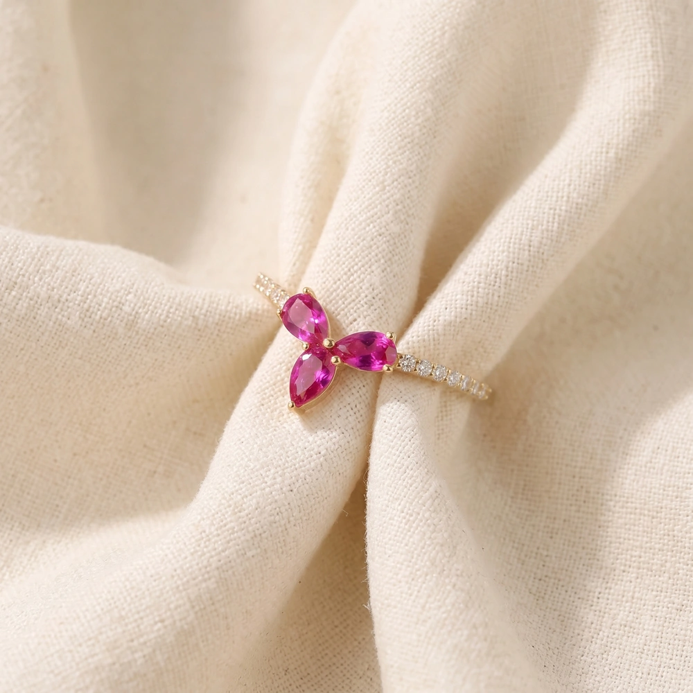 Lab Grown Diamond And Hot Pink Tourmaline 9Kt Yellow Gold Ring Lab Grown Diamond And Hot Pink Tourmaline 9Kt Yellow Gold Ring