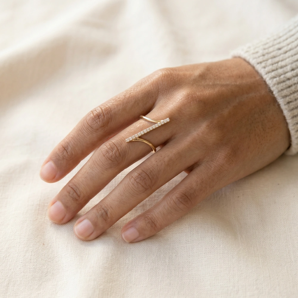 Handcrafted Lab Grown Diamond 9Kt Solid Yellow Gold Ring Handcrafted Lab Grown Diamond 9Kt Solid Yellow Gold Ring
