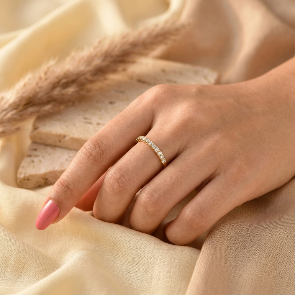 Lab Grown Diamond Handcrafted Solid Gold Eternity Band