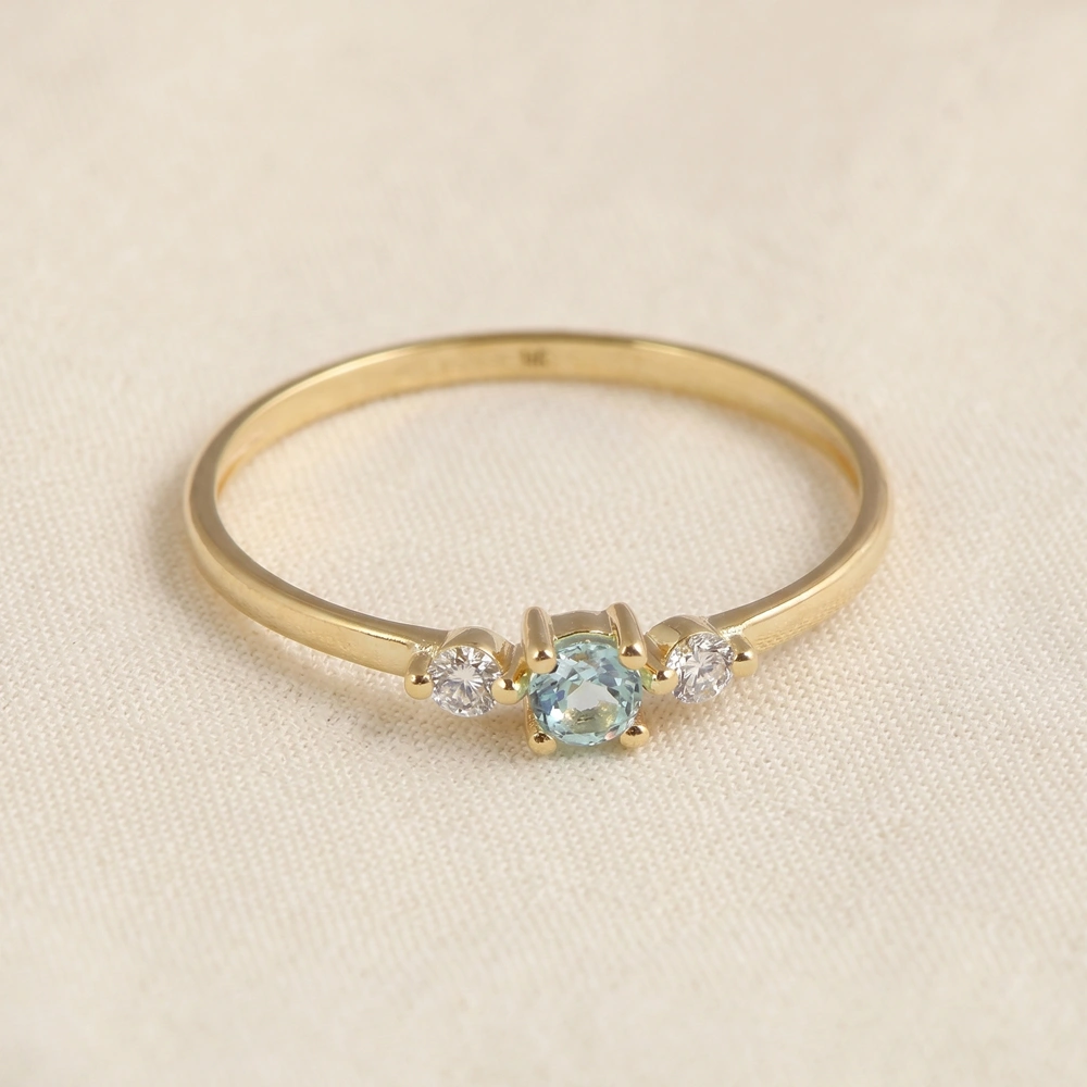 Lab Diamond And Paraiba Tourmaline 9Kt Yellow Gold Ring