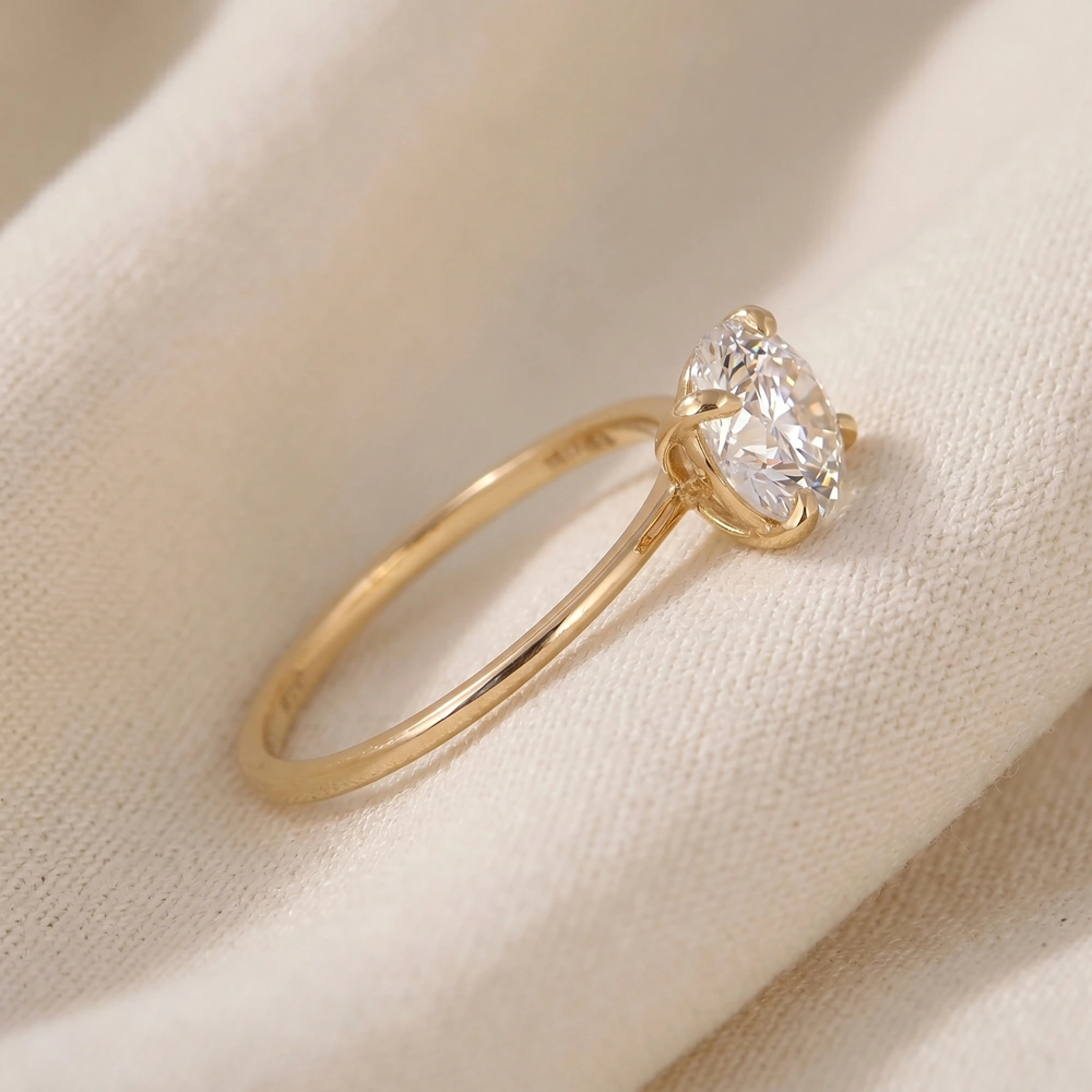 Handcrafted 9Kt Yellow Gold Solitaire Ring With Lab Diamond Handcrafted 9Kt Yellow Gold Solitaire Ring With Lab Diamond