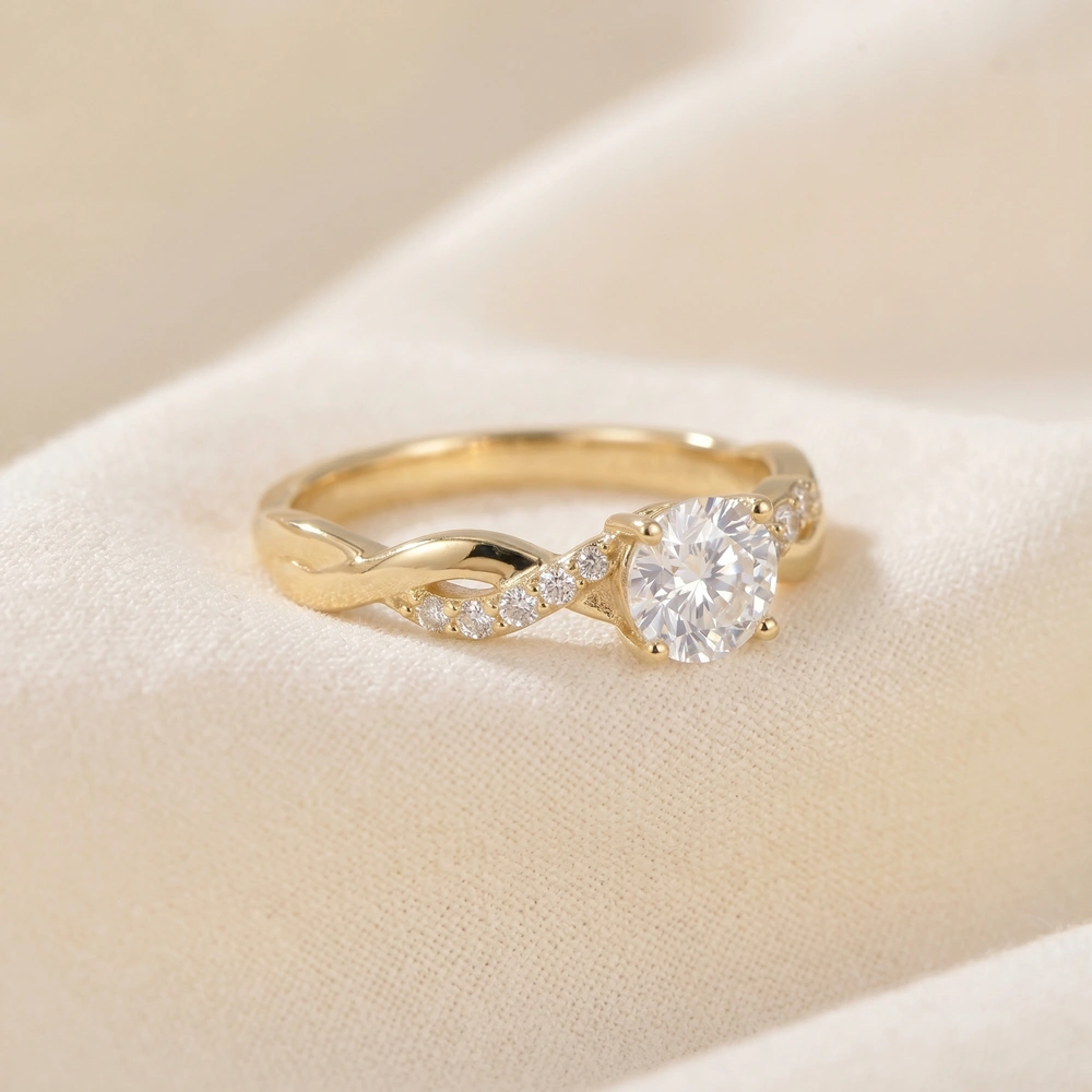 Handcrafted Gold Solitaire Ring With Lab Grown Diamond Handcrafted Gold Solitaire Ring With Lab Grown Diamond
