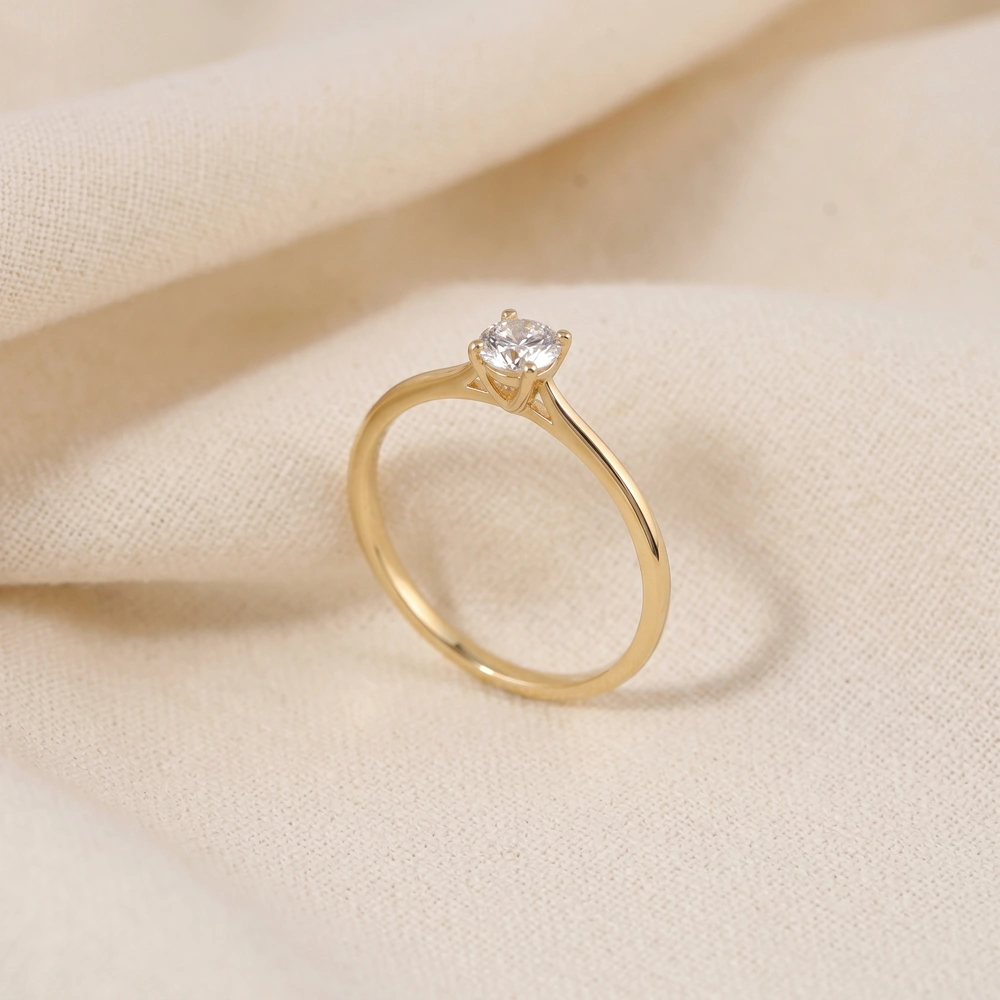 Handcrafted 9Kt Gold Solitaire Ring With Lab Grown Diamond