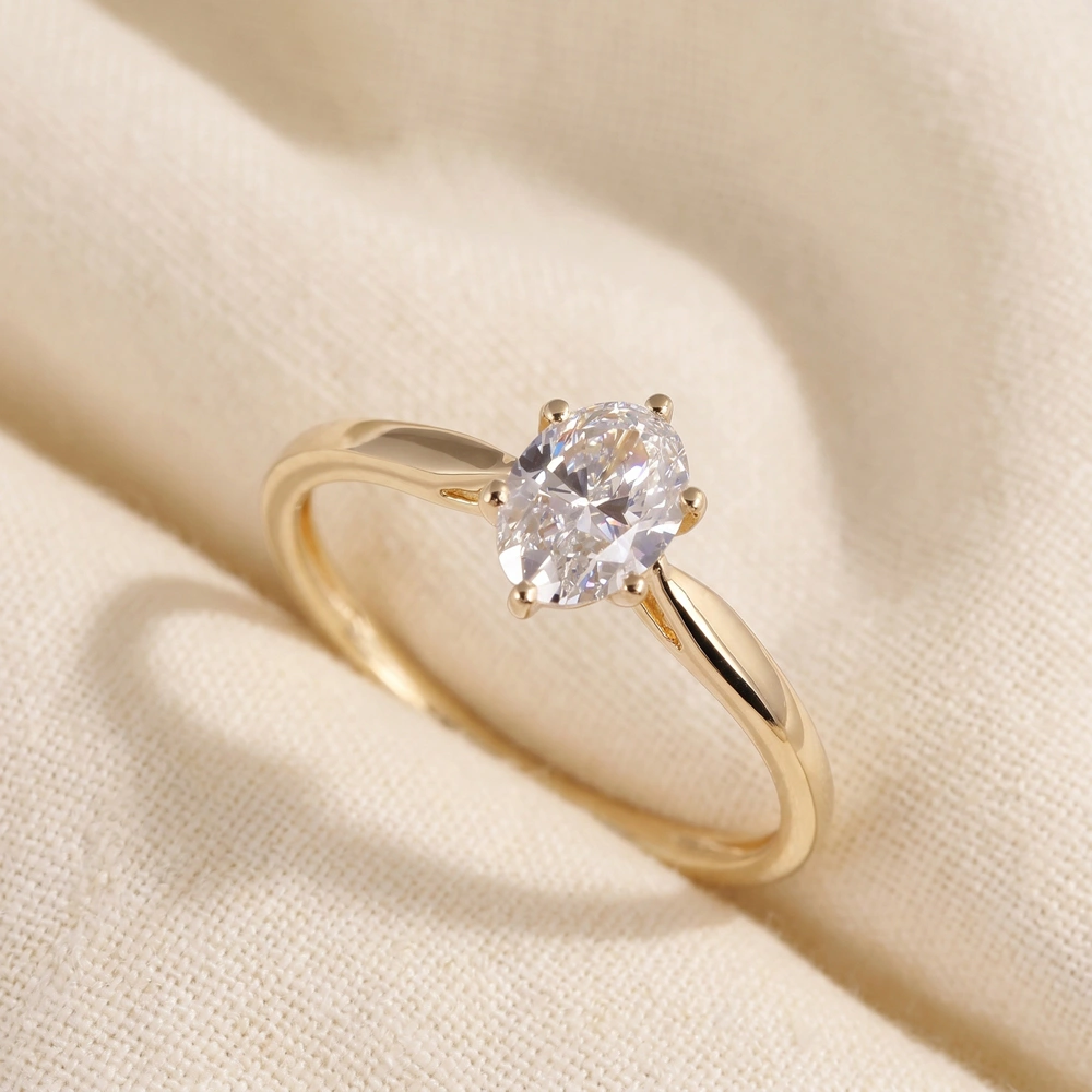Handcrafted 9 Kt Gold Ring With Lab Grown Diamond Handcrafted 9 Kt Gold Ring With Lab Grown Diamond