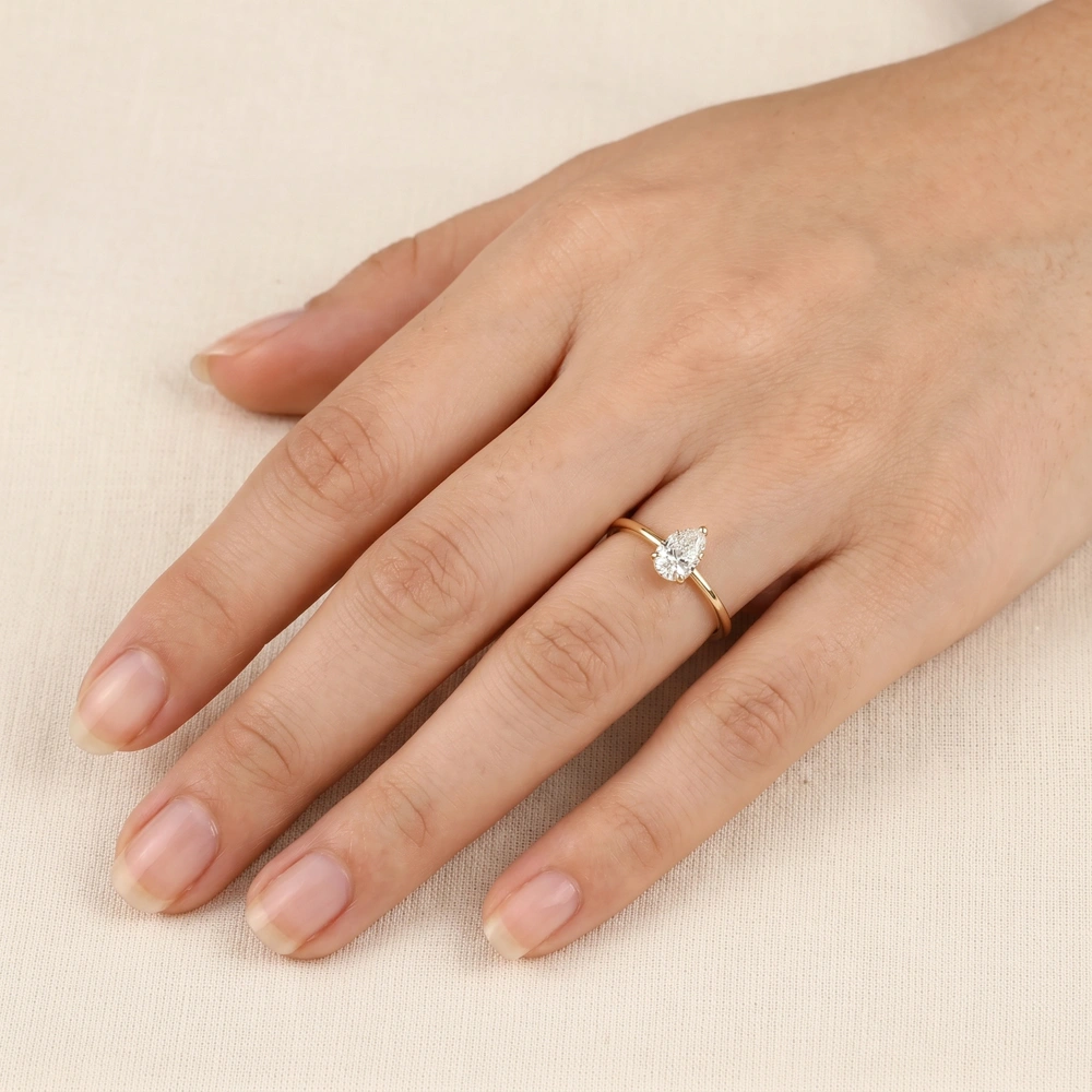 Handcrafted Lab Grown Diamond 9 Karat Yellow Gold Ring Handcrafted Lab Grown Diamond 9 Karat Yellow Gold Ring