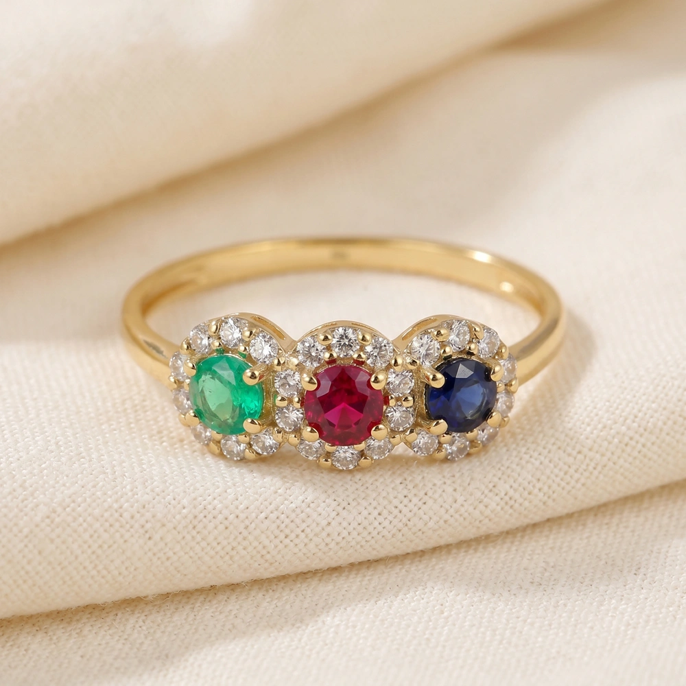 Lab Diamond Ring With Emerald, Ruby, And Blue Sapphire Gold Lab Diamond Ring With Emerald, Ruby, And Blue Sapphire Gold
