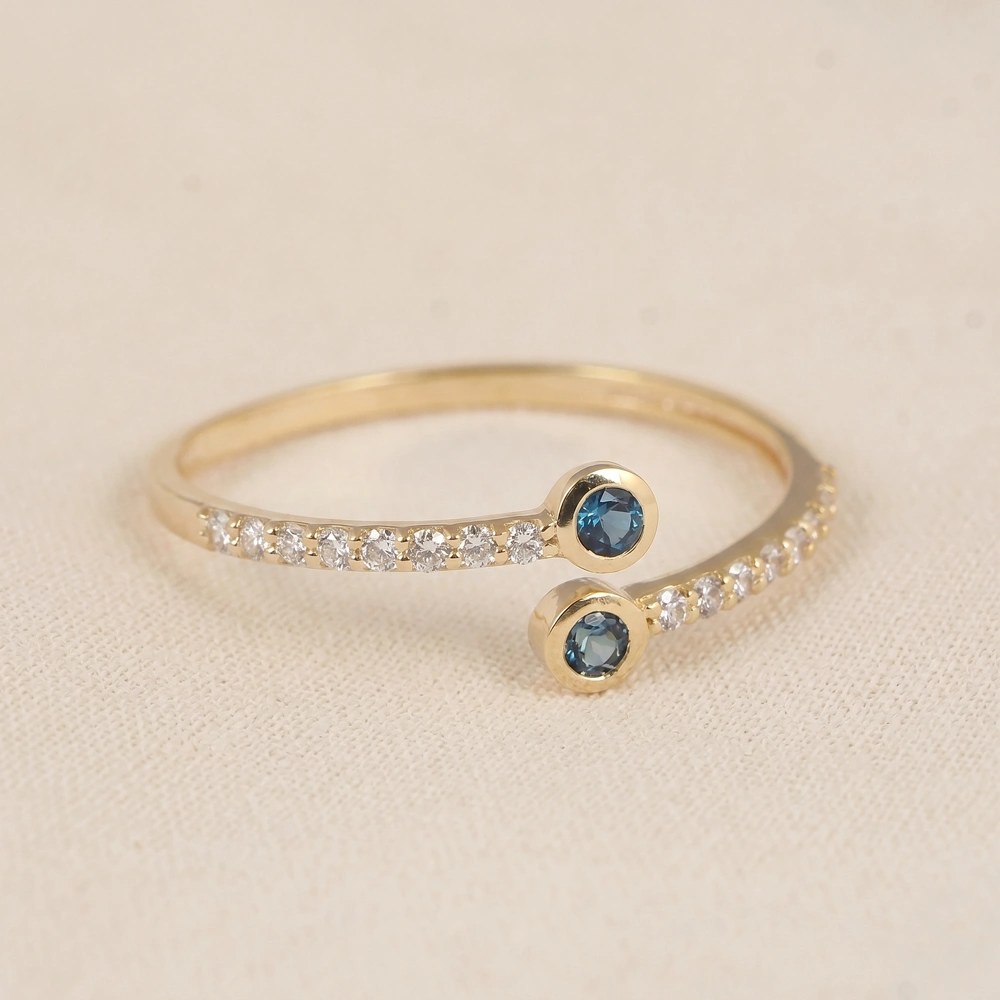 London Blue Topaz 9Kt Yellow Gold Ring With Lab Grown Diamond London Blue Topaz 9Kt Yellow Gold Ring With Lab Grown Diamond
