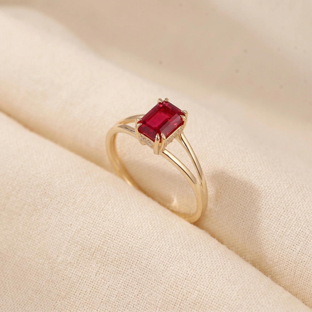 Lab Grown Diamond And Pigeon Blood Ruby Gold Ring Handcrafted Lab Grown Diamond And Pigeon Blood Ruby Gold Ring Handcrafted