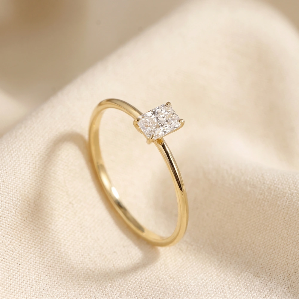 Lab Grown Diamond Handcrafted Solitaire Yellow Gold Ring Lab Grown Diamond Handcrafted Solitaire Yellow Gold Ring