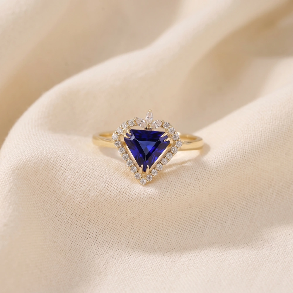 Lab Grown Diamond Royal Blue Sapphire Solid Gold Ring Lab Grown Diamond Royal Blue Sapphire Solid Gold Ring