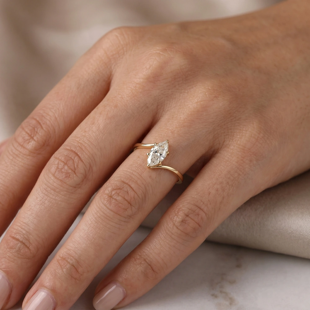 Handcrafted 10 Kt Yellow Gold Ring With Lab Grown Diamond Handcrafted 10 Kt Yellow Gold Ring With Lab Grown Diamond