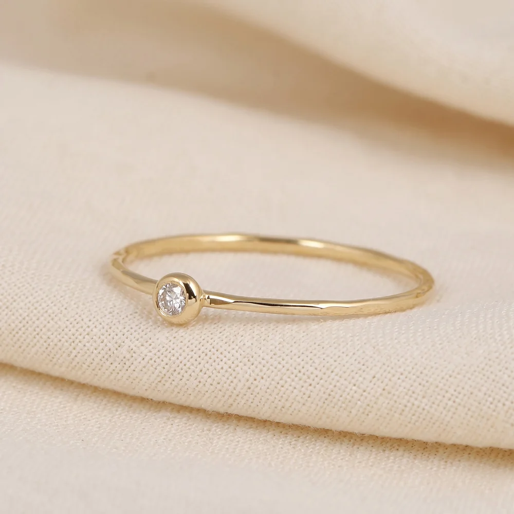 14KT Yellow Gold Lab Grown Diamond Stackable Solitaire Ring