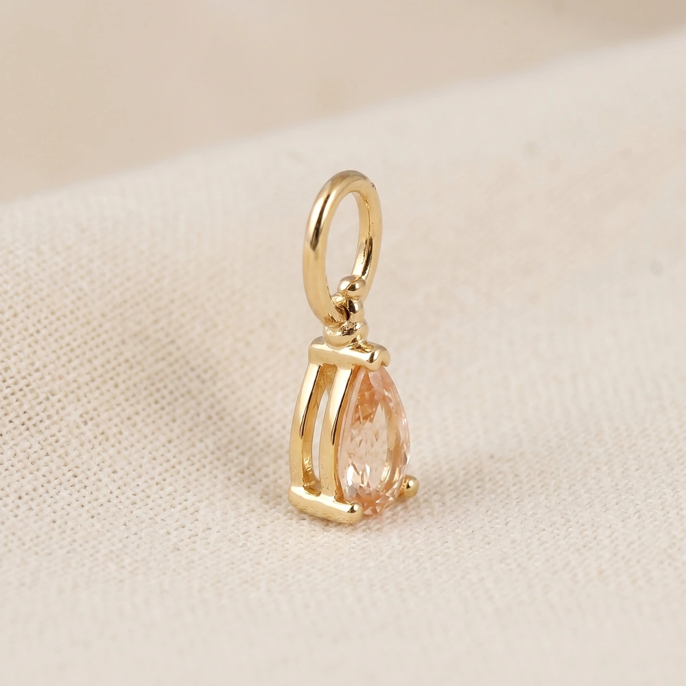 9KT Yellow Gold Pear Shape Lab Grown Morganite Drop Charm 9KT Yellow Gold Pear Shape Lab Grown Morganite Drop Charm