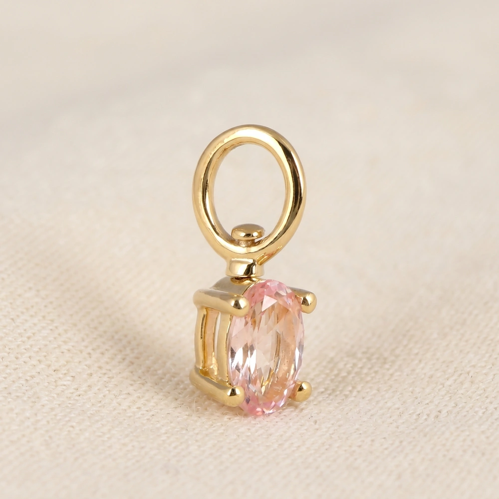 9KT Yellow Gold Oval Lab Grown Padparadscha Sapphire Charm 9KT Yellow Gold Oval Lab Grown Padparadscha Sapphire Charm