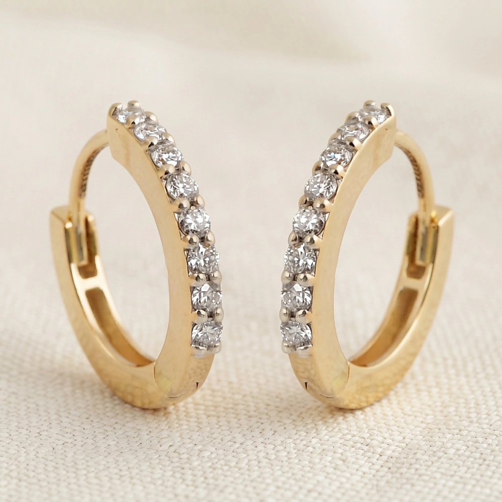 Unique Lab Grown Diamond Earrings in Yellow Gold 14kt Unique Lab Grown Diamond Earrings in Yellow Gold 14kt