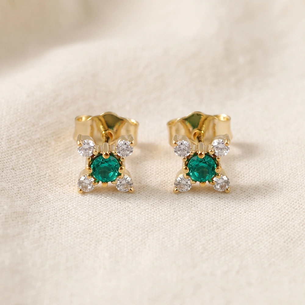 Lab Grown Diamond Columbia Emerald Earrings in 14kt Gold Lab Grown Diamond Columbia Emerald Earrings in 14kt Gold