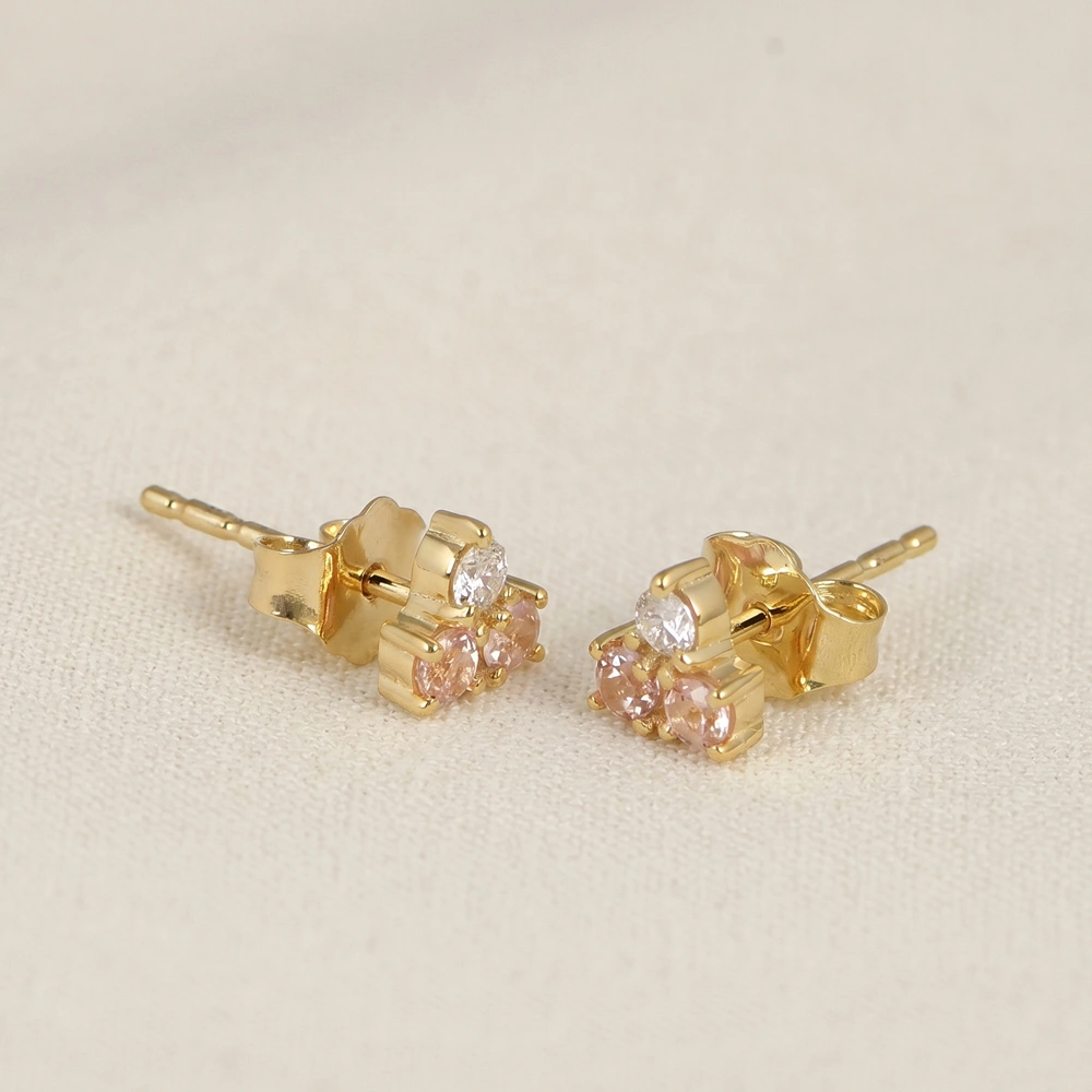Lab Grown Diamond Padparadscha Sapphire Earrings 9kt Gold Lab Grown Diamond Padparadscha Sapphire Earrings 9kt Gold
