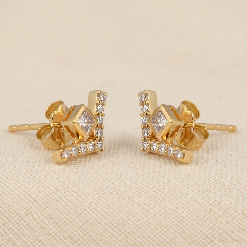 9Kt Yellow Gold Earrings with Certified Lab Grown Diamond 9Kt Yellow Gold Earrings with Certified Lab Grown Diamond