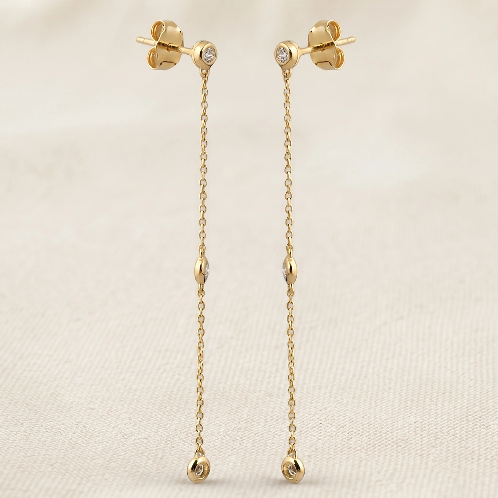 Bulk 9Kt Yellow Gold Dangle Earrings with Lab Grown Diamond Bulk 9Kt Yellow Gold Dangle Earrings with Lab Grown Diamond