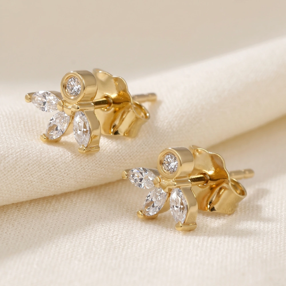 9kt Solid Yellow Gold Earrings with Lab Grown Diamond