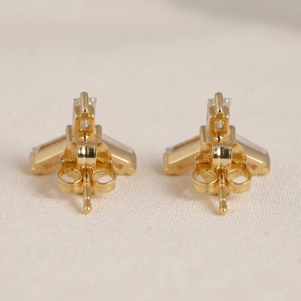 9Kt Yellow Gold Solid Earrings with Lab Grown Diamond