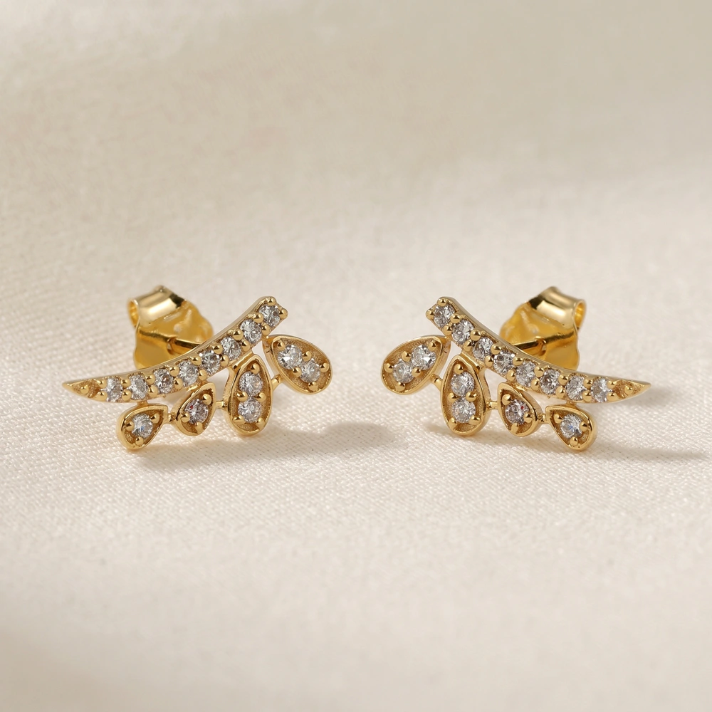 9 Kt Yellow Gold Earrings Production with Lab Grown Diamond 9 Kt Yellow Gold Earrings Production with Lab Grown Diamond