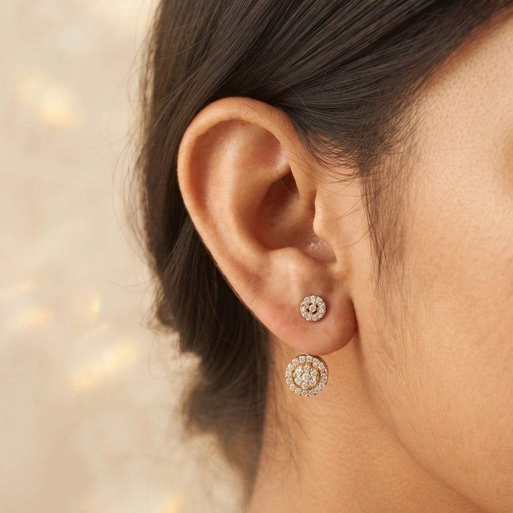 9Kt Yellow Gold Jacket Earrings with Lab Grown Diamond 9Kt Yellow Gold Jacket Earrings with Lab Grown Diamond