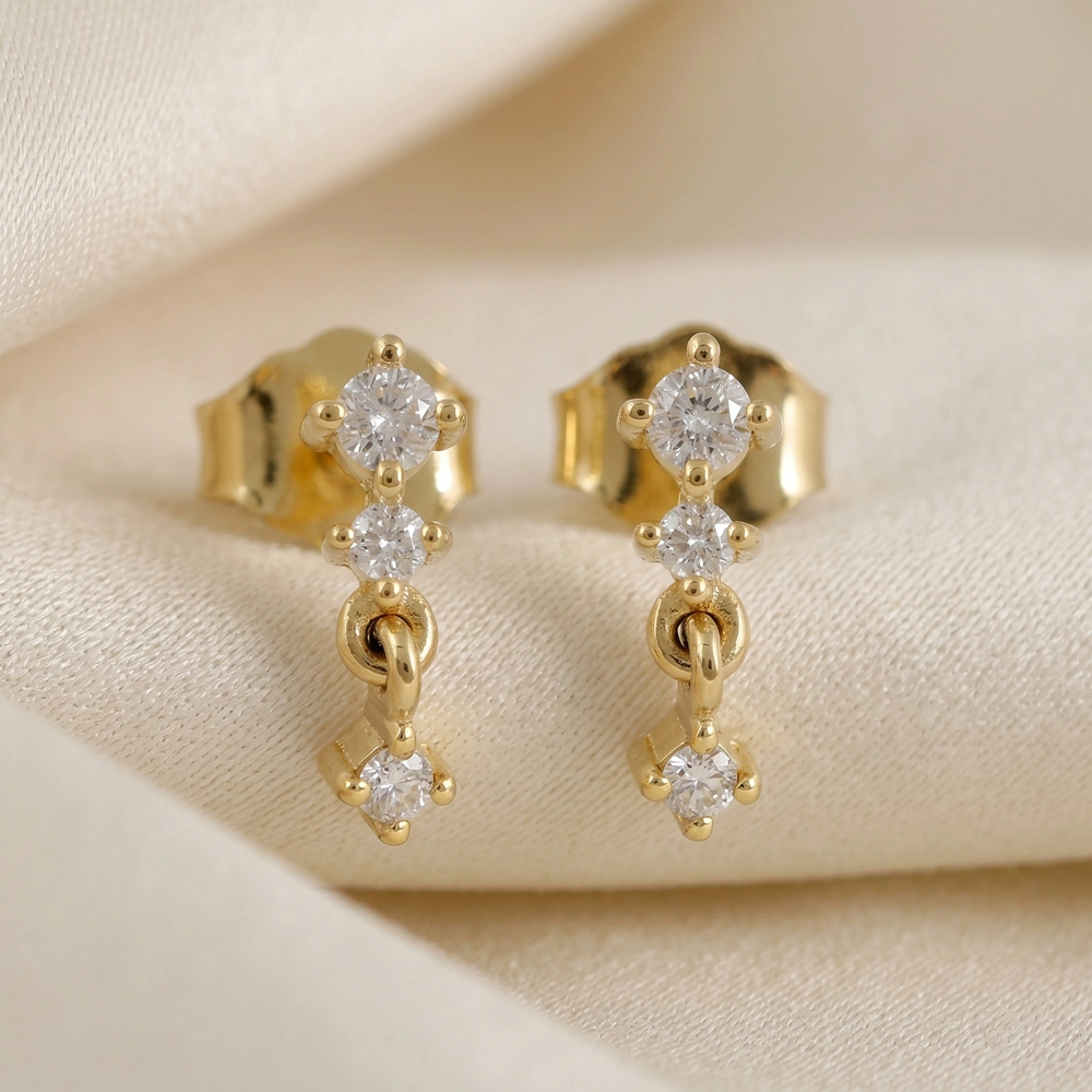 9Kt Solid Yellow Gold Studs Earrings with Lab Grown Diamond 9Kt Solid Yellow Gold Studs Earrings with Lab Grown Diamond