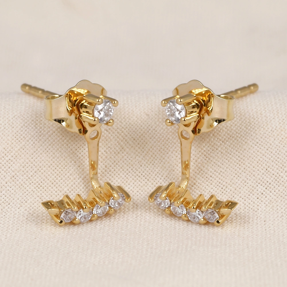 9Kt Yellow Gold Ear Jacket Earrings with Lab Grown Diamond 9Kt Yellow Gold Ear Jacket Earrings with Lab Grown Diamond