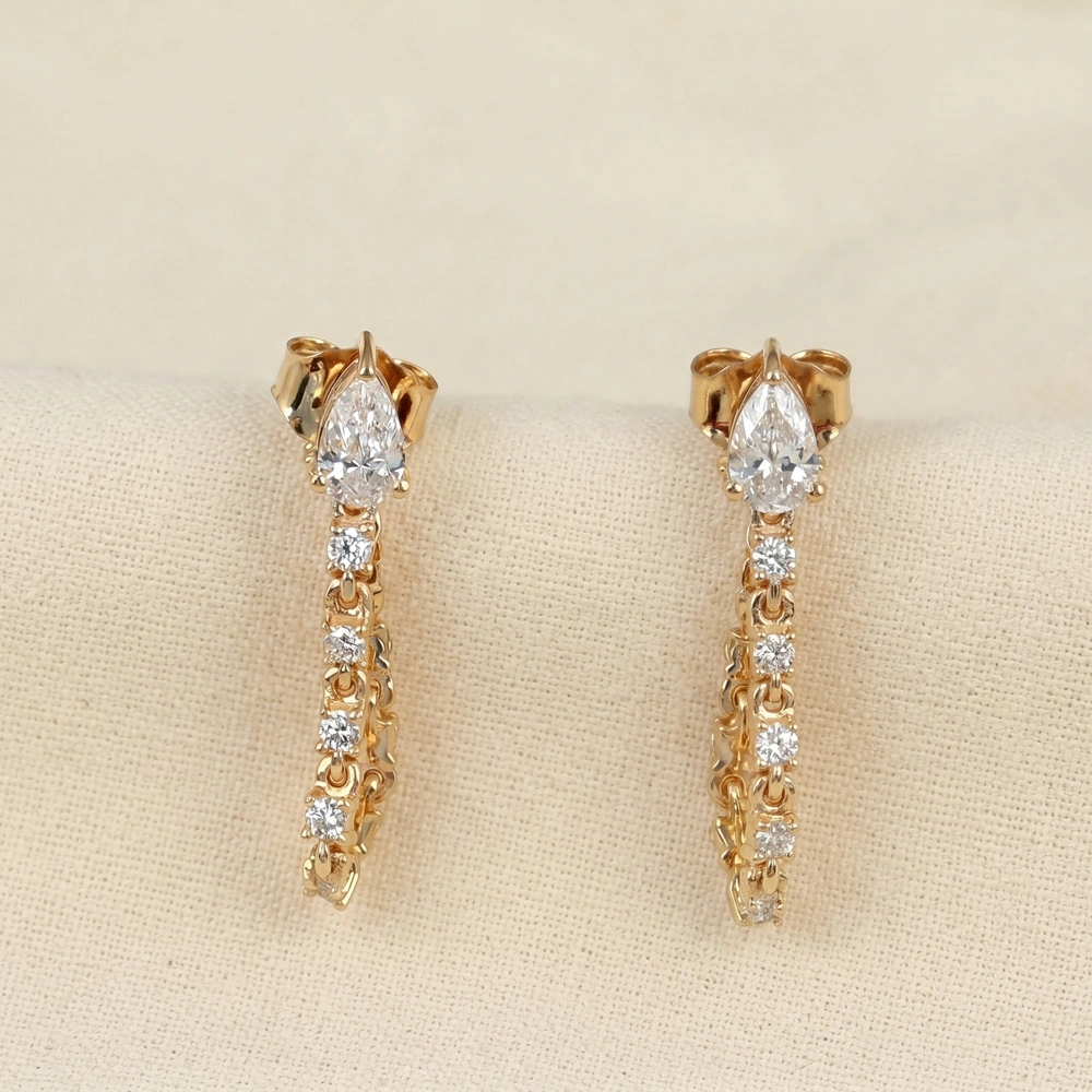 9Kt Yellow Gold Drop Earrings with Lab Grown Diamond 9Kt Yellow Gold Drop Earrings with Lab Grown Diamond