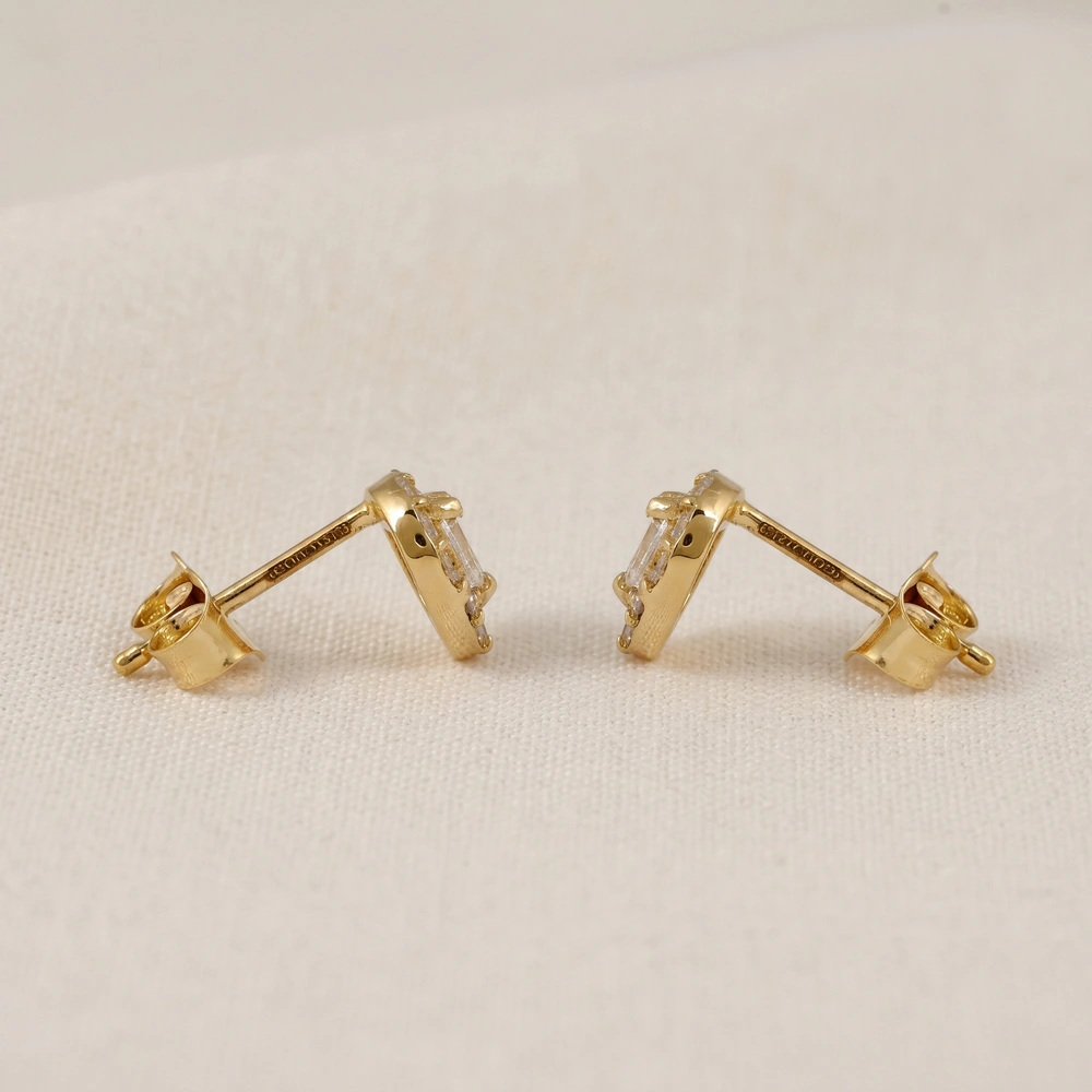 Bulk 9Kt Yellow Solid Gold Studs with Lab Grown Diamond