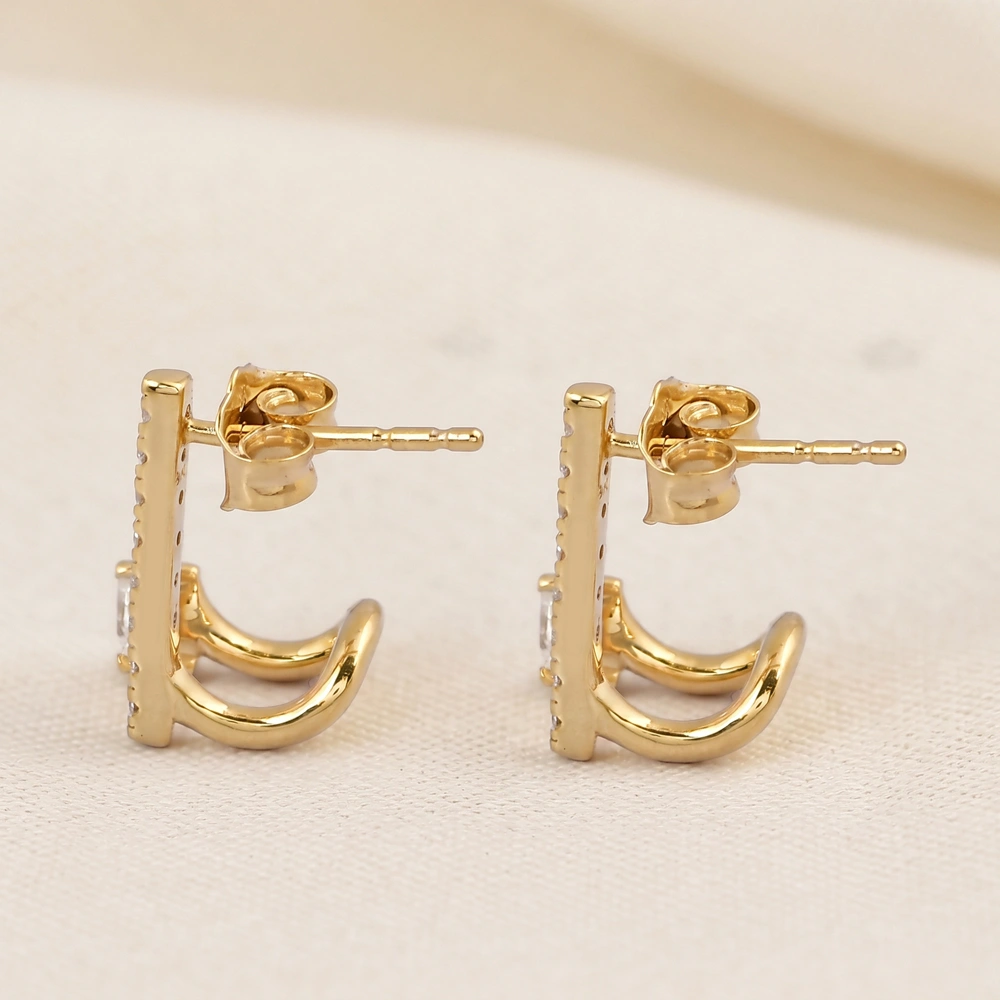 B2B 9Kt Gold Drop Earrings with Lab Grown Diamond Supplier B2B 9Kt Gold Drop Earrings with Lab Grown Diamond Supplier