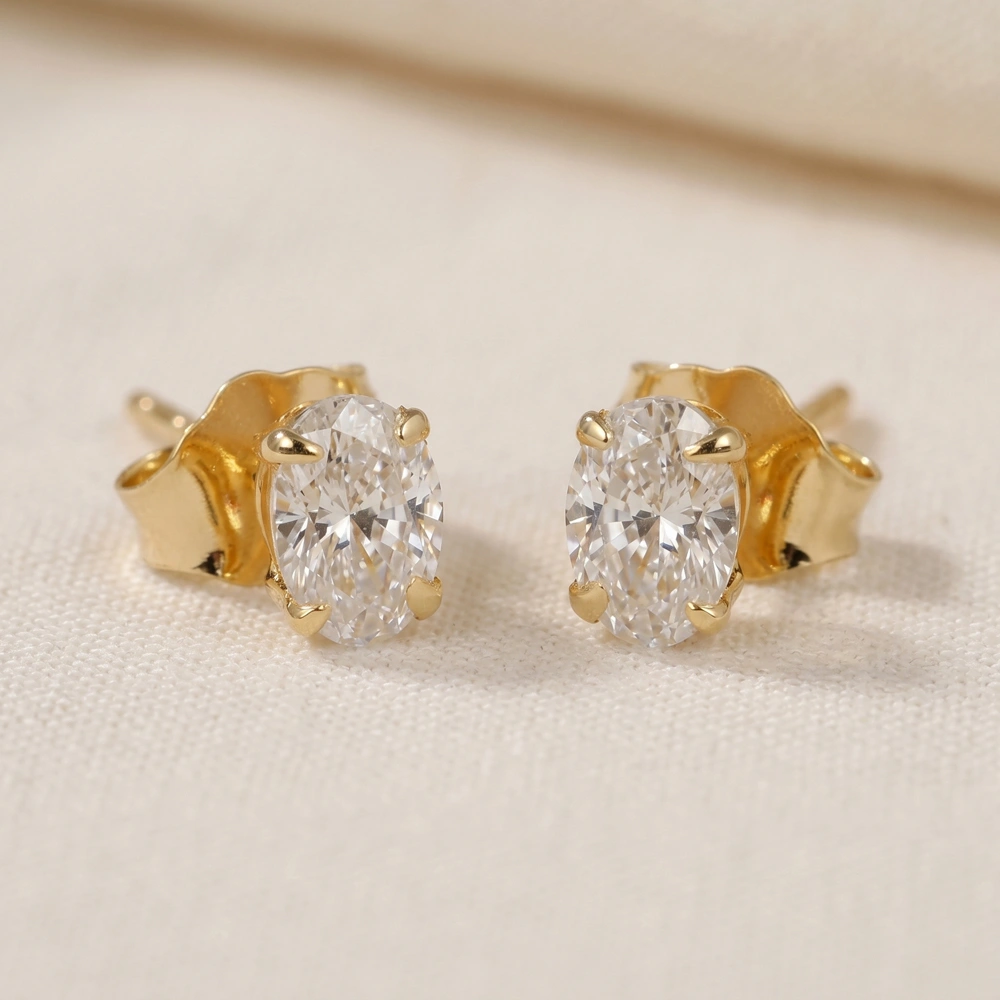 9Kt Yellow Gold Studs with Certified Lab Diamond