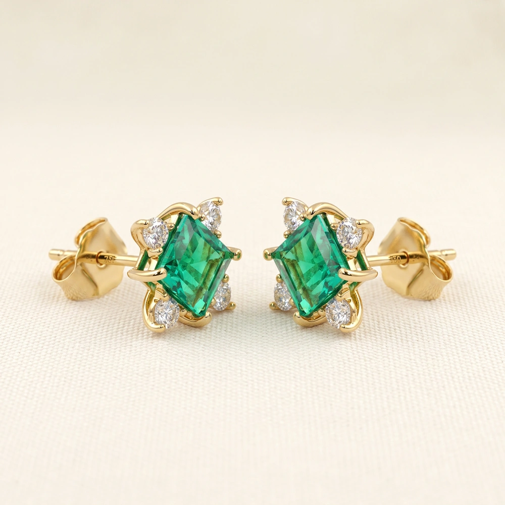 Lab Grown Diamond Columbia Emerald Yellow Gold Studs Lab Grown Diamond Columbia Emerald Yellow Gold Studs