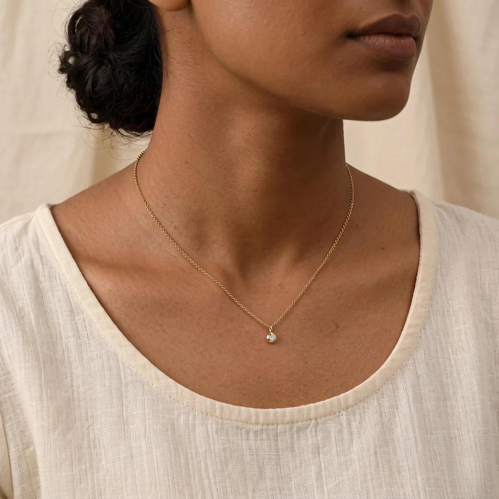 14KT Yellow Gold Lab Grown Diamond Solitaire Necklace 14KT Yellow Gold Lab Grown Diamond Solitaire Necklace