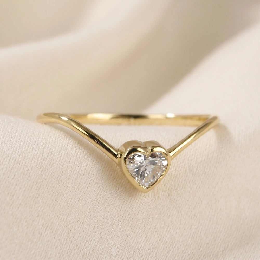 10Kt Solid Yellow Gold Delicate Ring with Lab Grown Diamond 10Kt Solid Yellow Gold Delicate Ring with Lab Grown Diamond