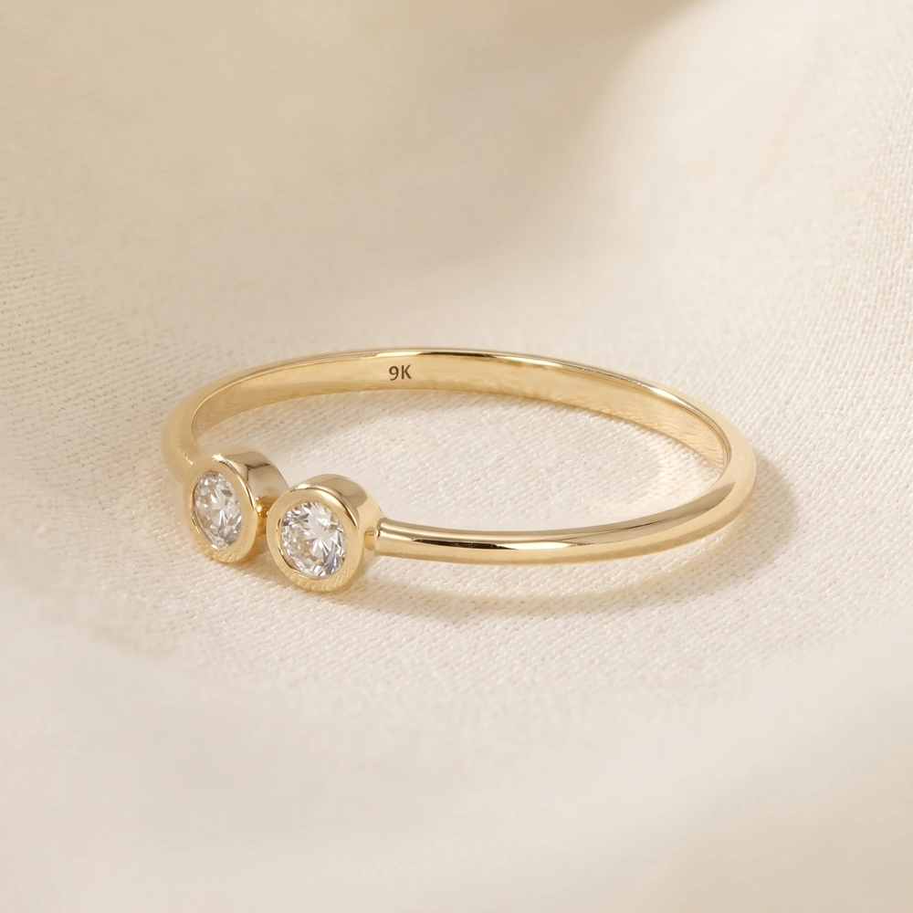 Eco Friendly Yellow Gold Delicate Ring With Lab Grown Diamond