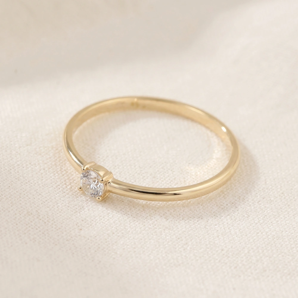 18Kt Gold Delicate Ring Production With Lab Grown Diamond