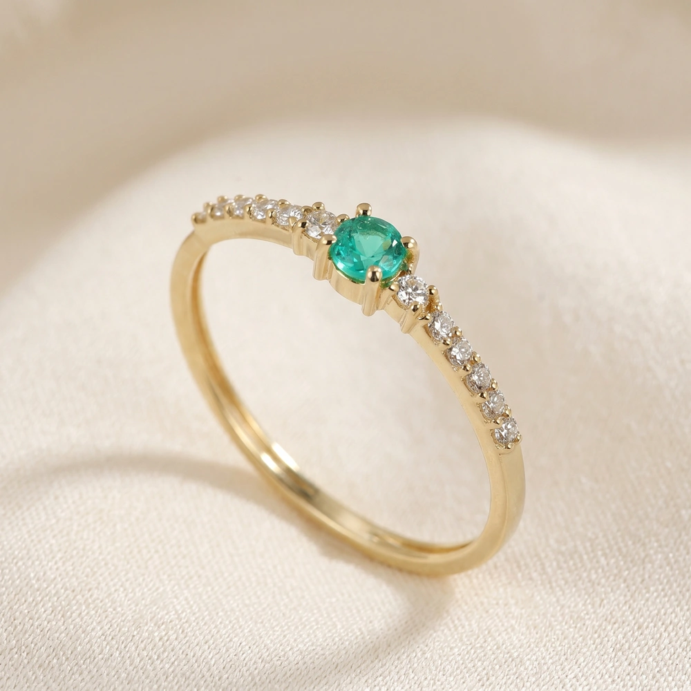 Yellow Gold Ring With Lab Grown Diamond, Columbia Emerald Yellow Gold Ring With Lab Grown Diamond, Columbia Emerald