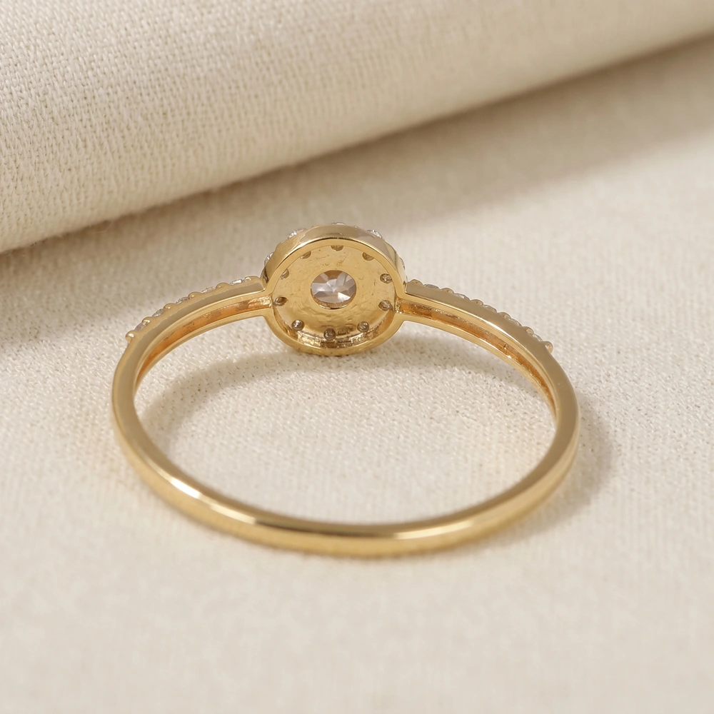 9Kt Yellow Gold Ring With Lab Grown Morganite And Diamond 9Kt Yellow Gold Ring With Lab Grown Morganite And Diamond