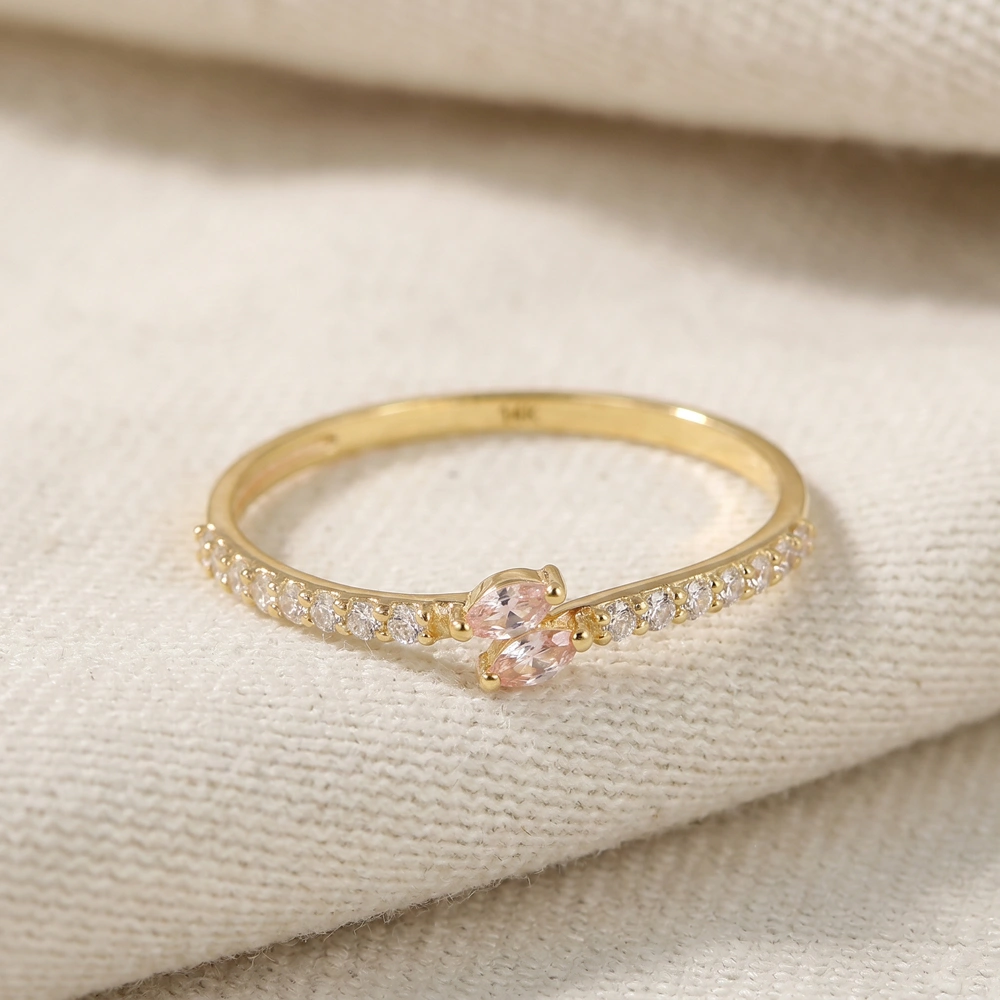 9Kt Gold Ring With Lab Grown Diamond, Padparadscha Sapphire 9Kt Gold Ring With Lab Grown Diamond, Padparadscha Sapphire