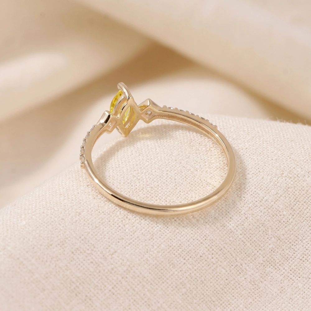 9Kt Solid Gold Ring Lab Grown Diamond And Yellow Sapphire