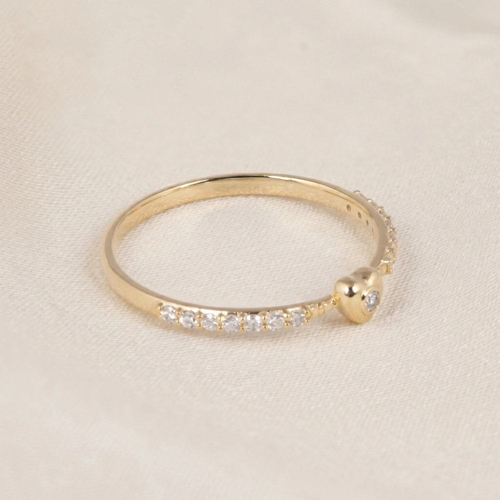 Yellow Gold Heart Ring Bulk With Lab Grown Diamond Yellow Gold Heart Ring Bulk With Lab Grown Diamond